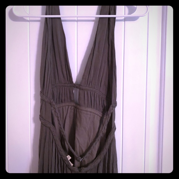 Women’s Full Length Halter Dress Green Lined Zipper - Picture 3 of 3